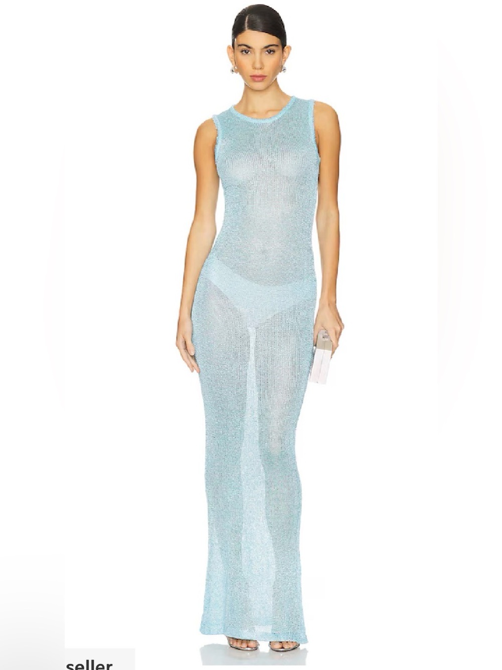 SUPERDOWN Alix Maxi Dress in BLUE S BEACH COVER UP (damage) - Picture 3 of 8
